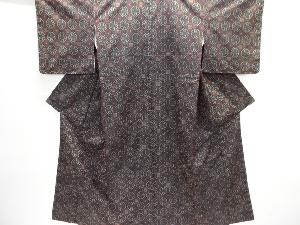 菱に花模様織り出し西陣お召着物